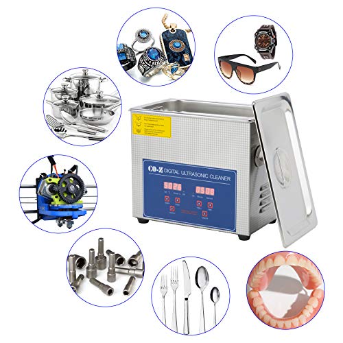 3L Ultrasonic Cleaner with Digital Timer & Heater, Professional Ultrasound Jewelry Cleaning Machine for Parts Denture Ring Watch