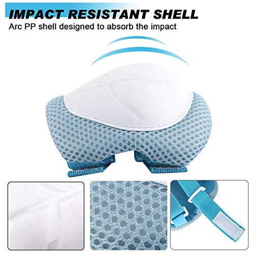 Kids/Youth Knee Pad Elbow Pads Guards Wrist Guards Protective Gear Set for Rollerblade Roller Skates Cycling BMX Bike Skateboard gs Scooter Riding Sports,Toddler for Multi-Sports(Age3-7) LightBlue