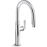 Kohler K28358-CP Edalyn by Studio McGee 1.5 GPM Single Hole Pull Down Kitchen Faucet with Boost Spray, DockNetik, ProMotion, and MasterClean Technologies Polished Chrome