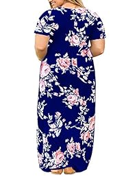 Vestido largo de verano con bolsillos para mujer, de manga corta, suelto, con estampado floral