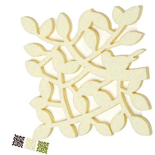 Dulce Cocina Twigs Felt Coasters Large Set of 6 White, Mother s Day Promotion