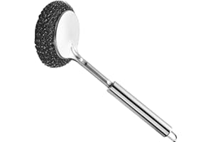 Stainless Steel Wool Scrubber with Handle Pots Scrubbers Dish Cleaning Brush Scrubbing Brushes Wool
