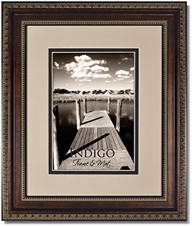 Set of 3 - 16x20 Ornate HeritageBronze Photo Frame with Clear Glass and Oyster/Espresso Double Mat for 11x14