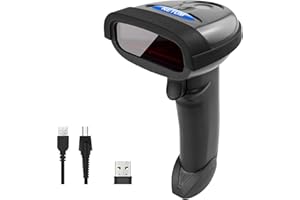 NETUM Wireless Barcode Scanner 2 in 1 2.4G Wireless & USB 2.0 Wired 1D Laser Barcode Reader Portable Bar Code Scanning for Re