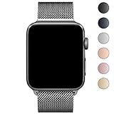 Walcase Apple Watch Band 38mm, Fully Magnetic Closure Clasp Mesh Loop Milanese Stainless Steel iWatch Band for Apple Watch Series 3 Series 2 Series 1 Sport and Edition - Space Gray