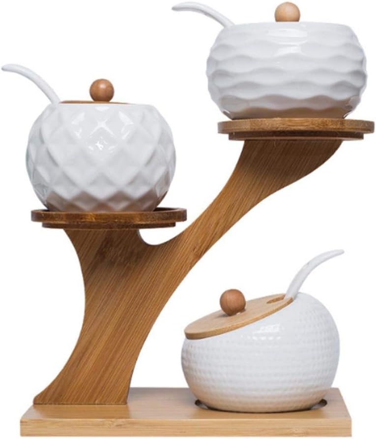 Ardentity Lot de 3 Pots à Epices à Condiments en Céramique Couvercle