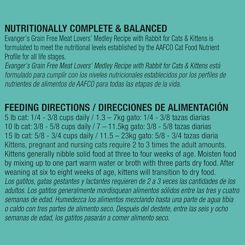 EVANGER’S GRAIN-FREE MEAT LOVER’S MEDLEY WITH RABBIT DRY CAT FOOD – 4.4 LB – BUFFALO, PORK & RABBIT PROTEINS – GRAIN & GLUTEN FREE – RICH IN OMEGAS & PROBIOTICS