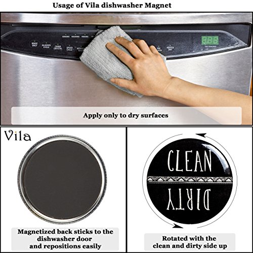 Dishwasher Magnet (1 pc) - Household Appliance Badge Depicts"Clean" &"Dirty" - Easy to Read White Letters with Black Background - Use on Magnetic Surfaces such as Stainless Steel, Iron & Nickel - Thumbnail 4