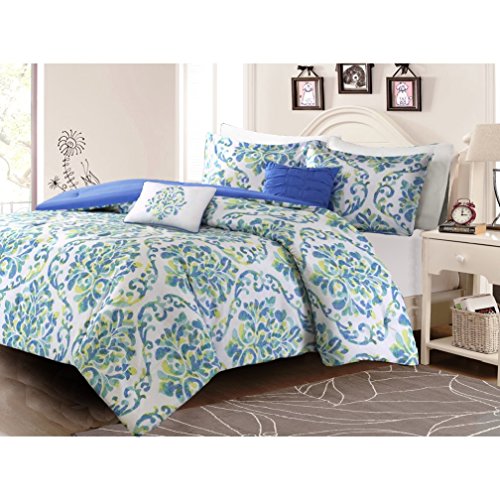 IDB Modern Teen Bedding Comforter Sets for Girls Blue Green Yellow