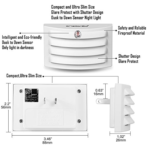 image for Plug in LED Night Light with Dusk to Dawn Sensor Emotionlite Glare Pro