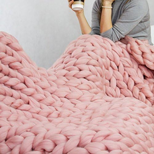 Premium Chunky 100% Merino Wool Knit Throw Sofa Blanket Giant Yarn Throw Blanket Baby Blanket Bedspread Handmade Home Decor Mat Rug 24"x24"