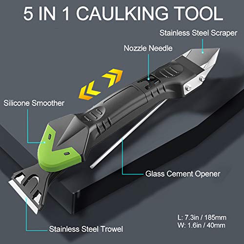 Silicone Caulk Caulk Remover And Finishing Tool Set U2013 Metal Caulk Scraper With Replaceable Sharp And Serrated Blades 5 Replaceable Silicone Finishing Pads 3 Silicone Finishing Tools Diy Home Repair Kit Toilet