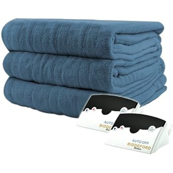 Pure Warmth MicroPlush Electric Heated Blanket Queen Denim