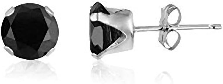 Designer Inspirations Boutique7MM Classic Brilliant Round Cut Cubic Zirconia (CZ) Sterling Silver Solitaire Stud Earrings/Ear Studs for Women Ladies Girls - Birthstone Earrings