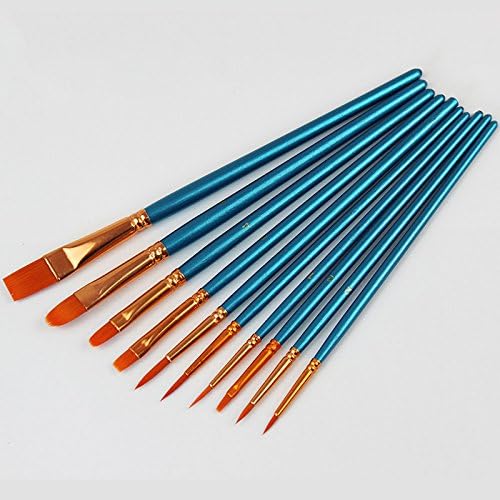 10 PCS Round Pointed Tip Nylon Hair Brush Set With 2 Piece Paint Tray Palette