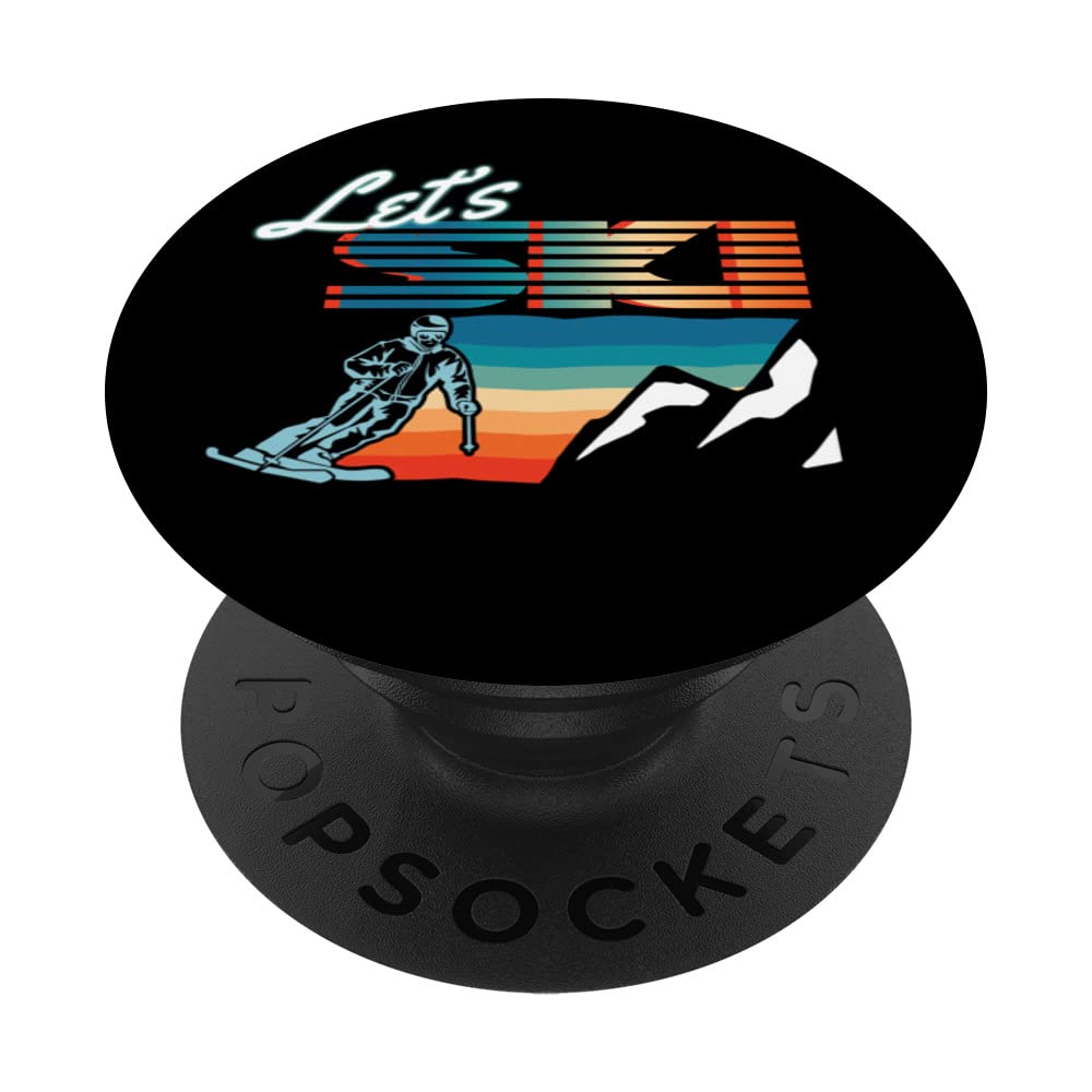 Retro Skiing Mountains 80s Ski Resort Vintage Ski Freestyle PopSockets Swappable PopGrip