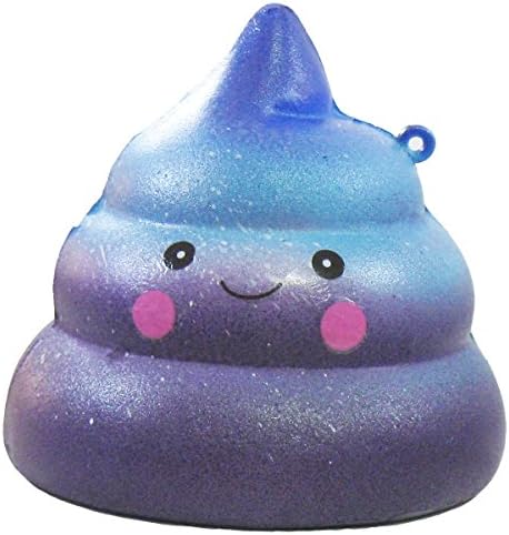 Squishies Poop Stool Feces A Piece of Shit With Smile Face -Big Mouth (Poo Galaxy Blue)