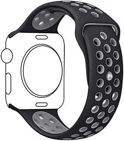 Ocydar Apple Watch Band 38mm, Soft Silicone Nike+ Sport Style Replacement iWatch Strap Band for Apple Watch Series 1 Series 2, Apple Watch Nike+, S/M Size - Black / Cool Gray