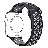 Ocydar Apple Watch Band 38mm, Soft Silicone Nike+ Sport Style Replacement iWatch Strap Band for Apple Watch Series 1 Series 2, Apple Watch Nike+, S/M Size - Black / Cool Gray