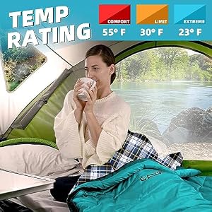 CANWAY 4-Season Sleeping Bag With Compression Sack - Lightweight Waterproof For Camping & Hiking
