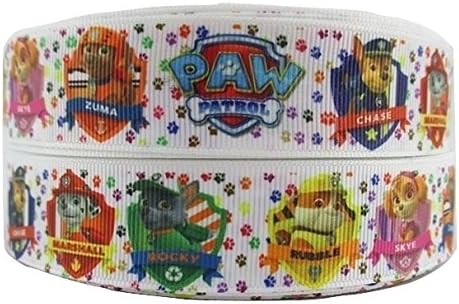 1 METRE PAW PATROL WHITE DOG NICK JR CHARACTER CARTOON RIBBON 1" 25MM