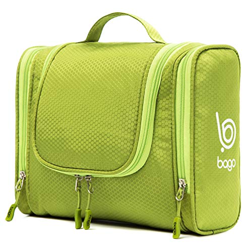 Bago Travel Hanging Toiletry Wash Bag Makeup Cosmetic Organizer - Large Waterproof Toiletry Bags for Women and Men - Travel Essentials Accessories Hanging Wash Bag (Green)