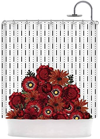 Flaun Tobe Fonseca Spring Pattern Dotted Lines Black Red Mixed Media Shower Curtain,