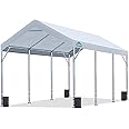 ADVANCE OUTDOOR 12x20 ft Canopy Garage Heavy Duty Carport Car Boat Shelter Party Tent, Adjustable Peak Height from 9.5ft to 11ft, White
