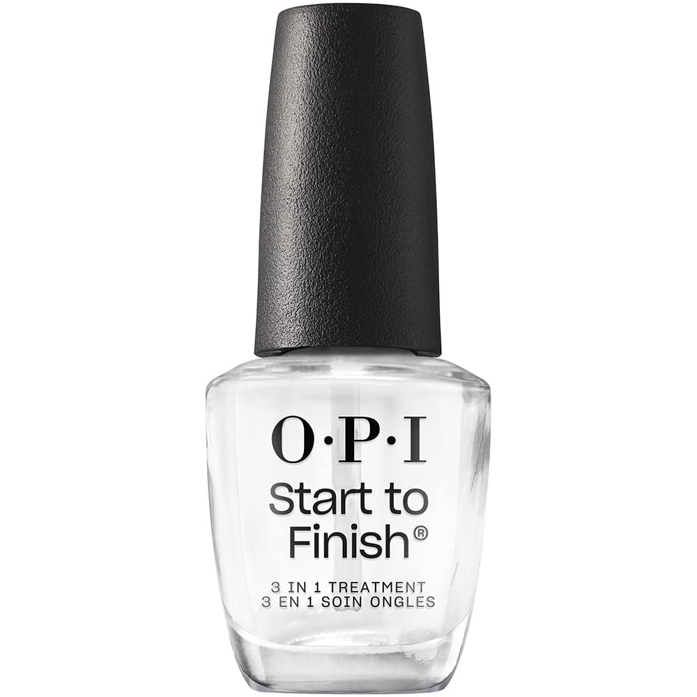 OPI Start to Finish - 3-in-1 Nail Polish Treatment, Base Coat, Top Coat, Nail Strengthener - Vitamin A & E, Vegan Formula (15ml)