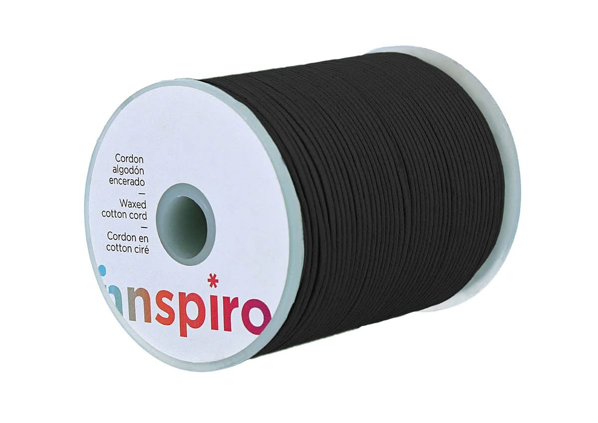 Cotton cord Waxed Fine Black 1 mm. 100 m.