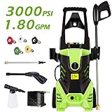 Homdox 3000 PSI Pressure Washer, 1.80 GPM 1800W Electric Power Washer with Hose Reel, 5 Nozzles