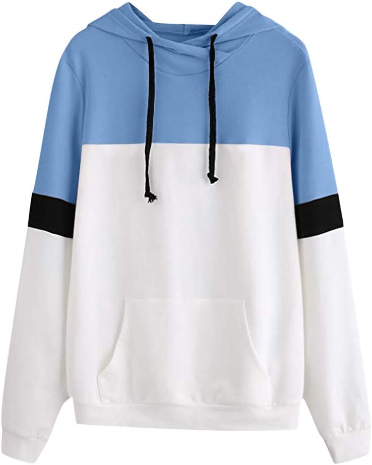 QUINTRA Tops for Women Women's Hoodies Long Sleeve Splice 3 Color Hooded Sweatshirt
