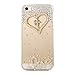 iPhone SE Case,Iphone5S Case,iPhone 5 Case - Mavis's Diary Luxury 3D Handmade Bling Crystal Golden Love Heart Cross with Shiny Sparkle Rhinestone Diamonds Girly Clear Hard Cover with Soft Clean Cloth