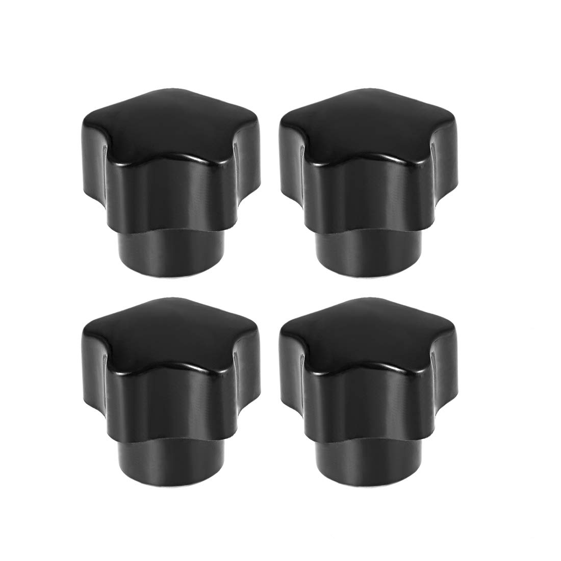 sourcing map Star Knobs Grip Handle M5 Diameter Brass Insert Female Thread Set of 4 Black