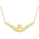 14k Gold Infinity Claddagh Necklace, Solid Gold Infinity Heart Pendant Women Jewelry Gift on Brithday, Anniversary 16"-18"