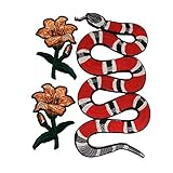 Snake flower Embroidered Applique Patch Vintage Animal Patch T-shirt Jeans Decoration Patch DIY Garment Accessories (Style D)