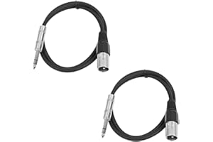 Seismic Audio - SATRXL-M3-2 Pack of 3 Foot 1/4 Inch TRS to XLR Male Patch Cables - Balanced - 3 Foot Patch Cord - Black and Black