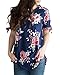 MEROKEETY Women's Crew Neck Floral Print T Shirt Short Tie Sleeve Tunic Tops Blouse