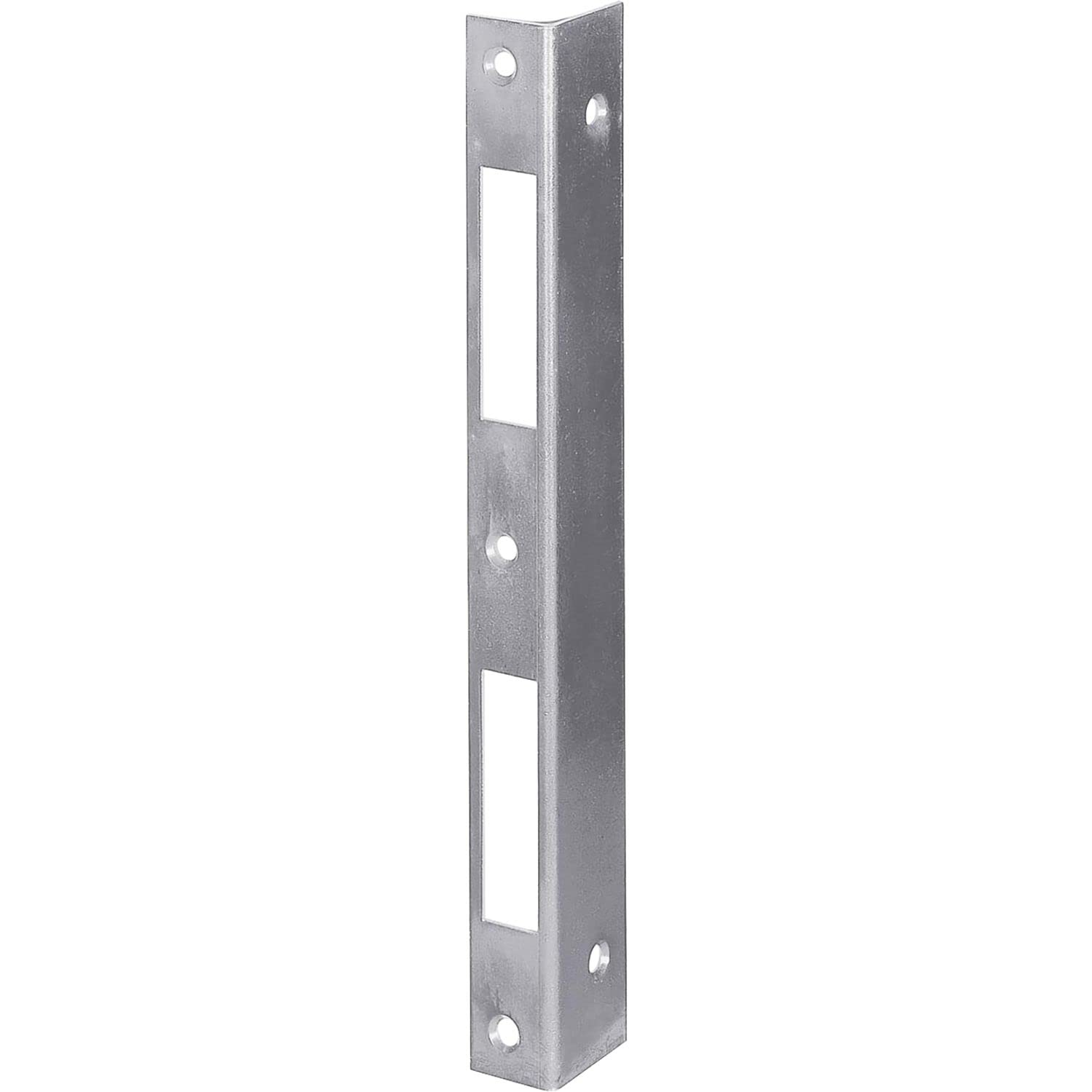 GRUNDMANN 11469 Silver Angle Locking Plate Square for Internal Doors, Strike Plate with 27 mm Blanking Hatches, ÖNORM Door Fitting, Galvanised Steel