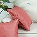 CaliTime Pack of 2 Silky Throw Pillow Covers Cases for Couch Sofa Bed Modern Light Weight Dyed Striped 18 X 18 Inches Coral Pink