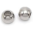 THREENEST 50 PCS Stainless Steel Spacer Beads, Round Larger Hole Polished Metal European Beads Craft Finding for Bracelet Necklace Earring Jewelry Making [Hole 5mm x Dia. 10mm] 0105