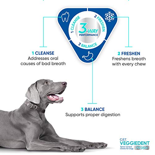 Virbac CET Veggiedent FR3SH Tartar Control Chews for Dogs, Medium (Pack