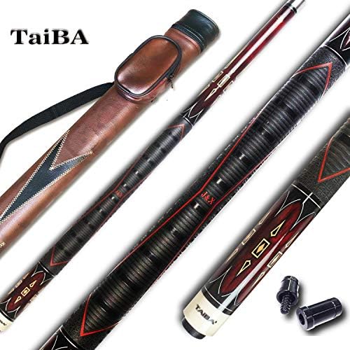 TaiBA 2-Piece Pool Stick with 1x1 Case,13mm Multilayer Leather Tip, 58", Hardwood Canadian Maple Professional Billiard Pool Cue Stick 19-21 Oz