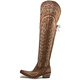 Atuelang Cowboy Boots for Women Thigh High Cowgirl Boots Wide Calf Western Embroidered Over The Knee Boots
