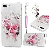 iPhone 7 Plus Case Clear Bling, MOLLYCOOCLE Crystal Clear Transparent Handmade Bling Shiny Crystal Diamond Design PC Hard Shell Full Protective Case Cover for iPhone 7 Plus 5.5 inch - Skull Crown