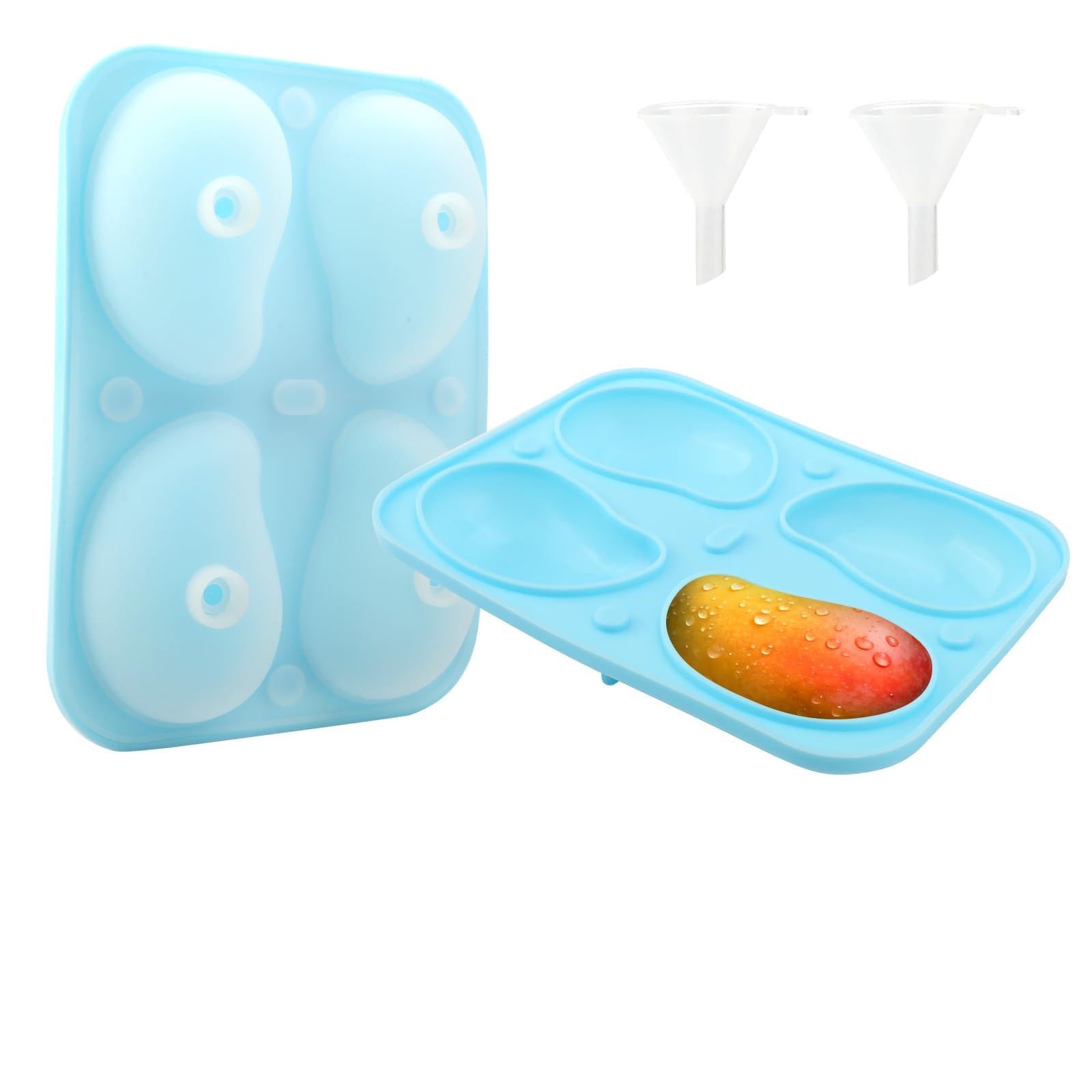 Photo 1 of 2-Pack 3D Mango Molds Silicone Set with 2 Funnels, Premium Food-Grade Chocolate Molds for Mousse, Pudding, Candy & Baking Flexible & Reusable for Easy Release & Dishwasher Safe