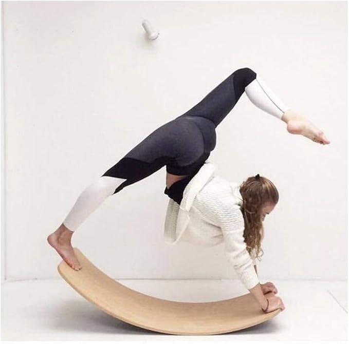 Wooden Balance Board Wobbel Kids Curvy Rocker Board Wooden Yoga Board