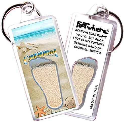 Cozumel “FootWhere” Souvenir Key Chain. Made in USa (CZ102 - Shells)