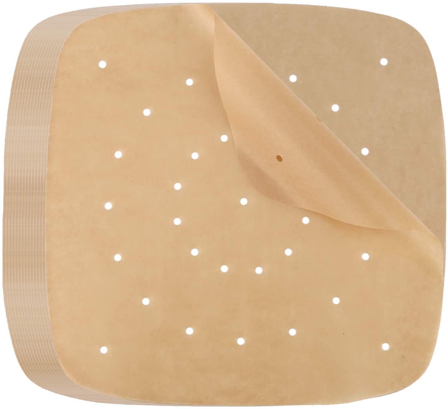 LUTER 120Pcs 8.5 Inch Air Fryer Liner Parchment Paper, Unbleached Perforated Parchment Paper Square Steamer Paper for Air Fryer, Steaming Basket