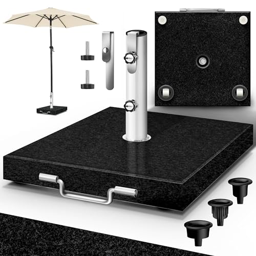 tillvex® Granit Sonnenschirmständer mit Rollen & Transportgriff 27 kg Eckig